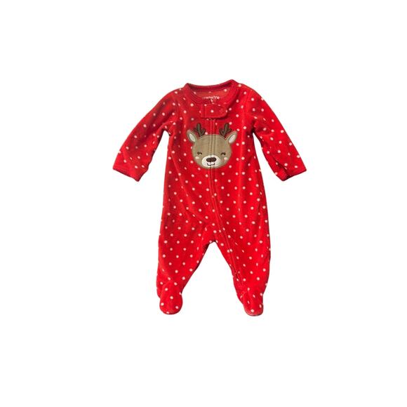 5/$15 Fleece Reindeer Christmas Sleeper - Carter's - NB - Picture 1 of 3